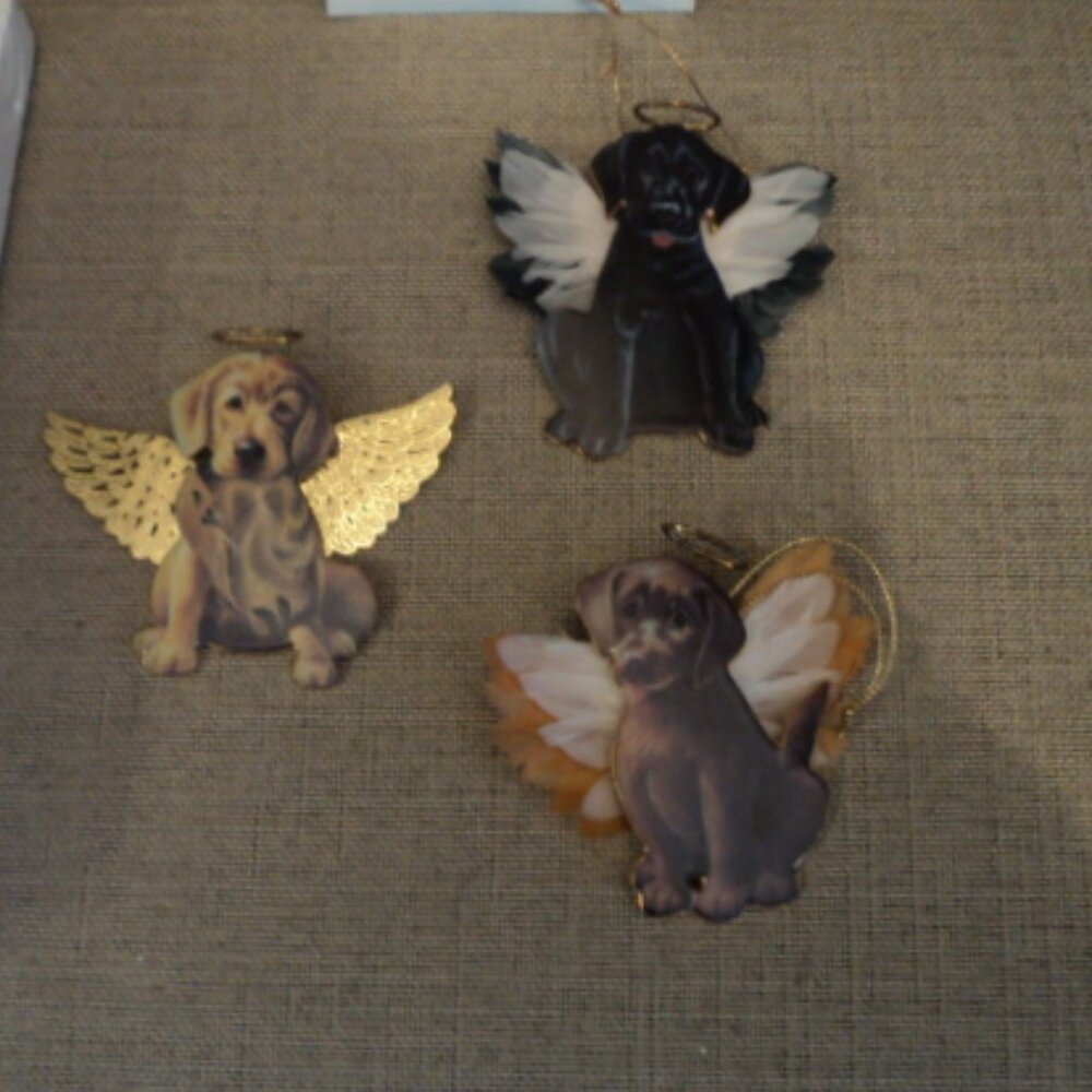 porcelain angel puppy ornaments~ lot of 3